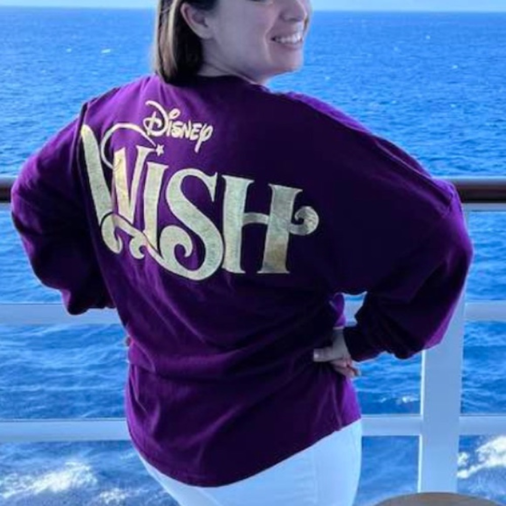 Disney WISH ‘Make a Wish’ Disney Cruise Line Purple Gold Spirit Jersey Sz Large